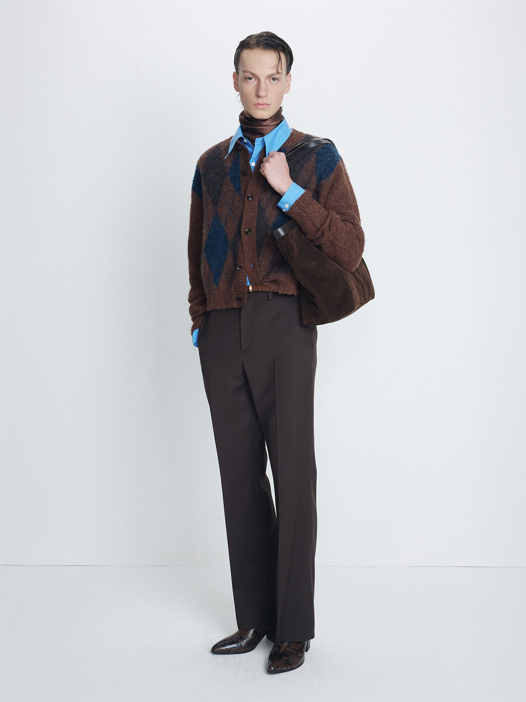 Tonywack - Brushed Argyle Cardigan (Mocha Brown) product image 4 | TRAB K-Fashion Australia