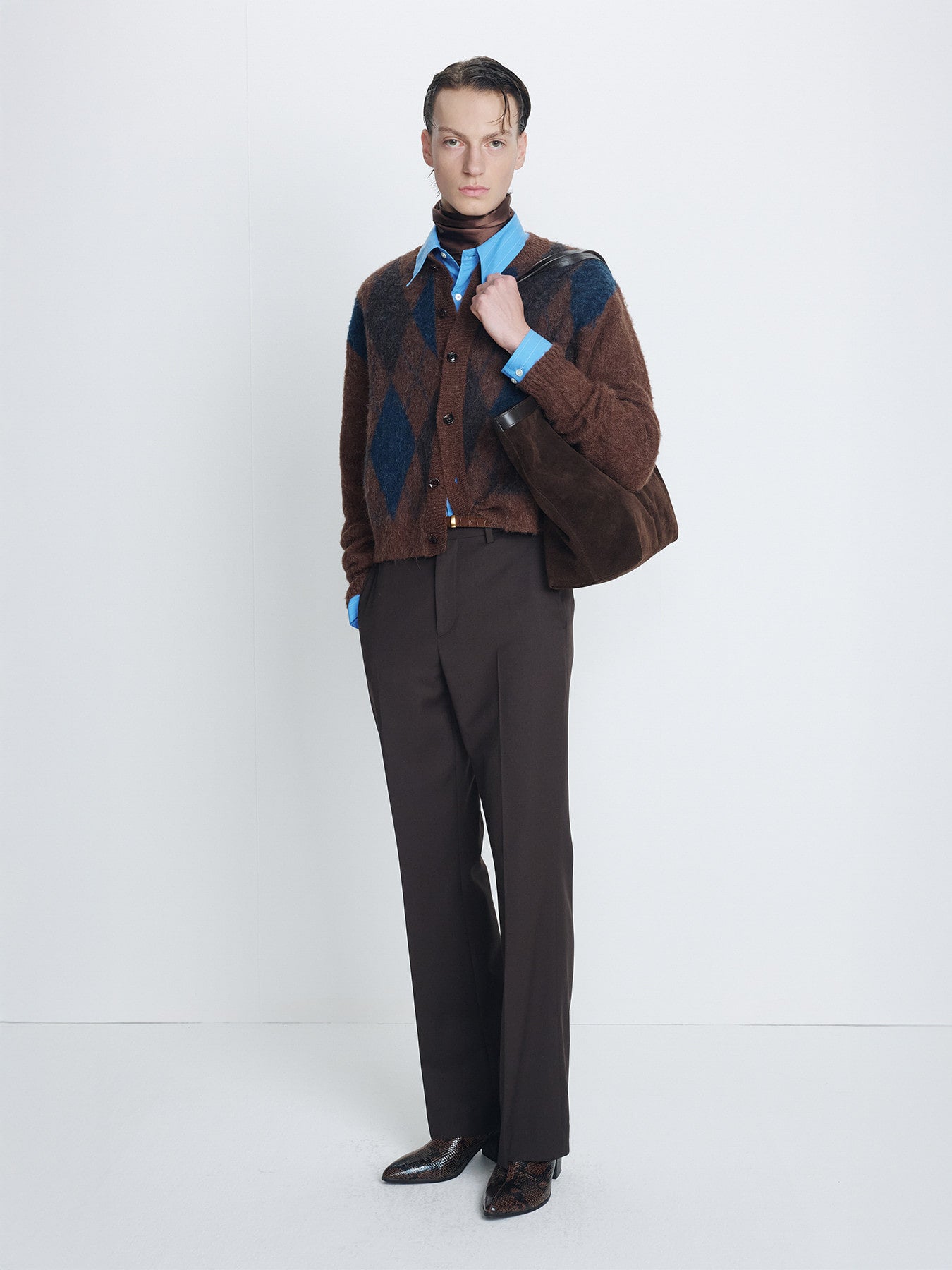 Tonywack - Brushed Argyle Cardigan (Mocha Brown) product image 4 | TRAB K-Fashion Australia