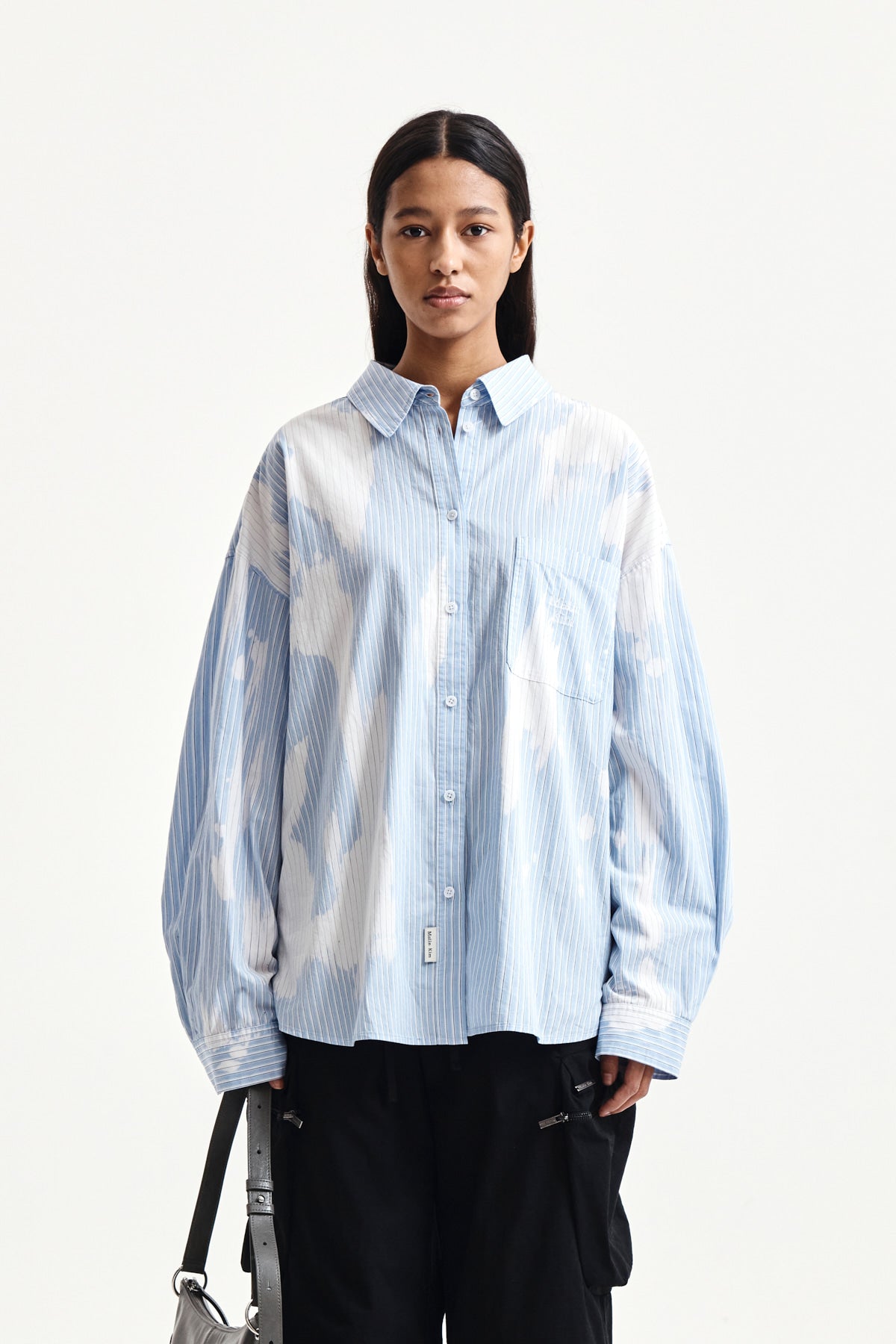 Matin Kim - Embroidery Small Logo Shirt (Light Blue) product image 5 | TRAB K-Fashion Australia