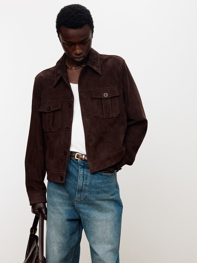 Tonywack - Suede Trucker Jacket (Dark Brown) product image 1 | TRAB K-Fashion Australia