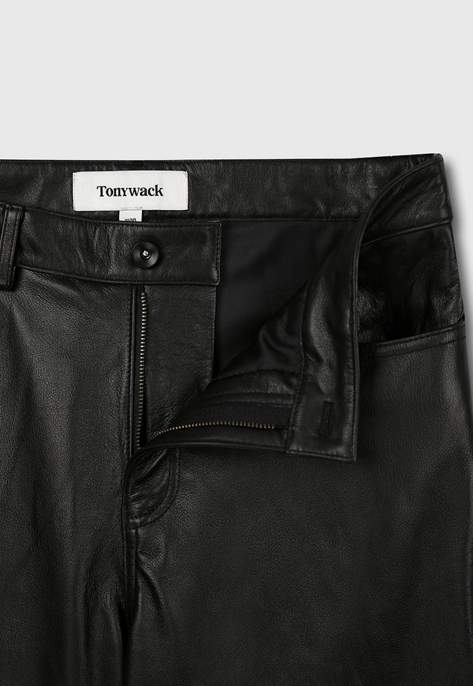 Tonywack - Calf Leather Straight-Leg Pants (Black) product image 11 | TRAB K-Fashion Australia