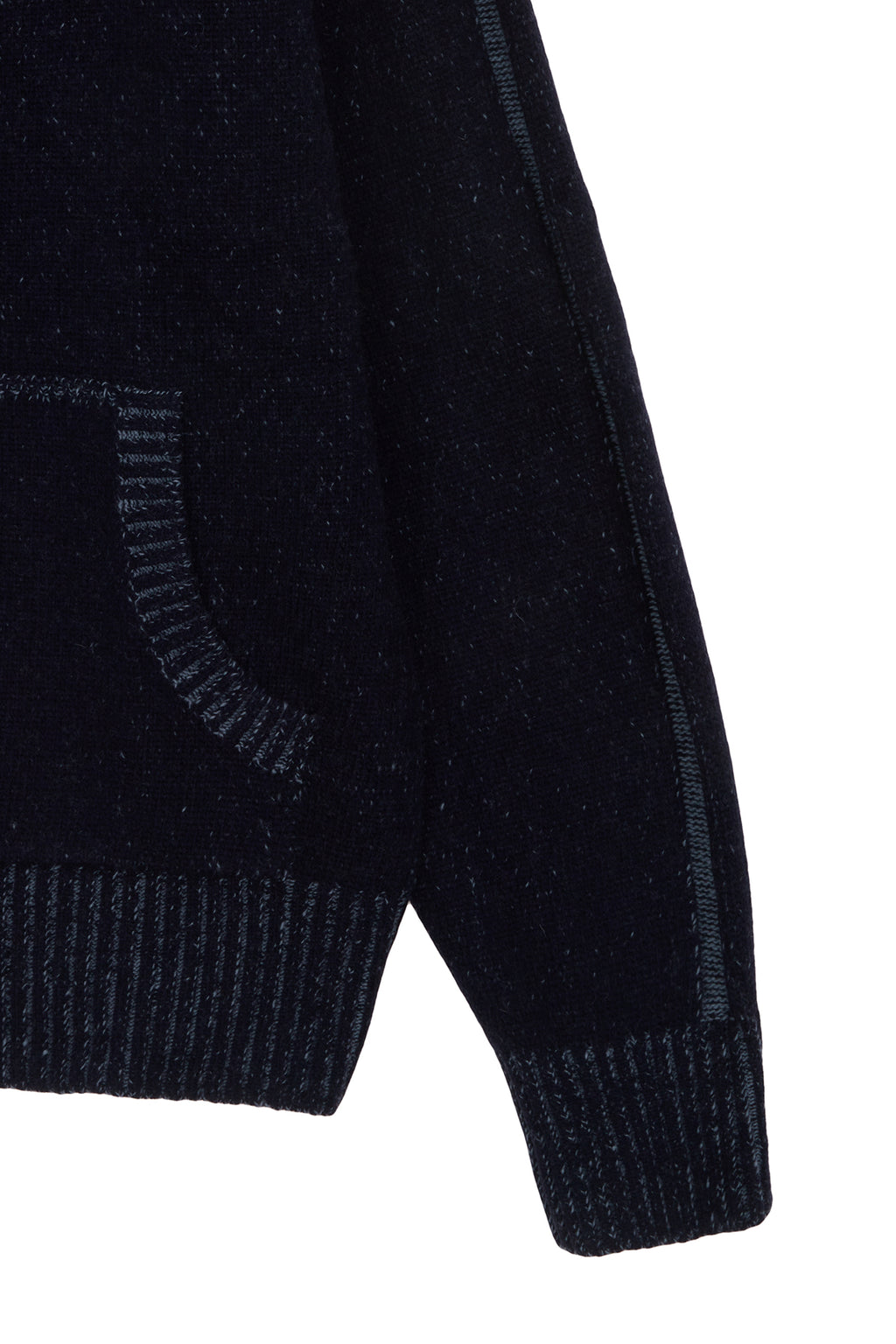 Matin Kim - Two Tone Mixed Knit Zip Up (Navy) product image 4 | TRAB K-Fashion Australia