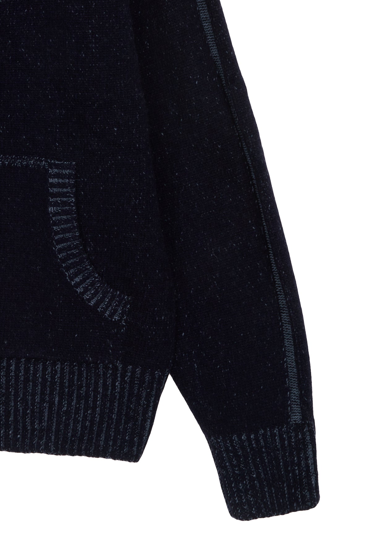 Matin Kim - Two Tone Mixed Knit Zip Up (Navy) product image 4 | TRAB K-Fashion Australia