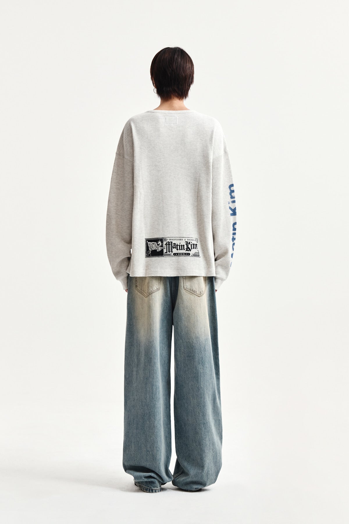 Matin Kim - Sleeve Logo Waffle Top (Ivory) product image 7 | TRAB K-Fashion Australia