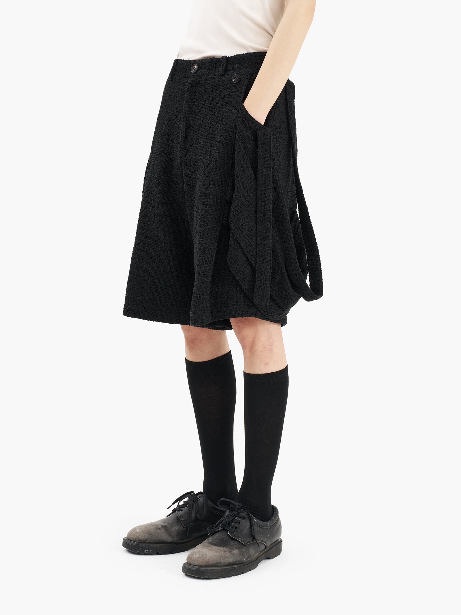 Jiyong Kim - Layered Panel Strap Shorts (Black) product image 1 | TRAB K-Fashion Australia
