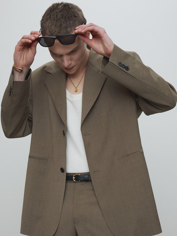 Tonywack - Light Wool Relaxed Tailored Jacket (Taupe Melange) product image 7 | TRAB K-Fashion Australia