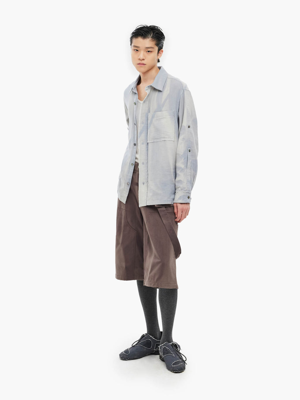 Jiyong Kim - Sun-Bleached Strap Detailed Shirt (Grey) product image 1 | TRAB K-Fashion Australia