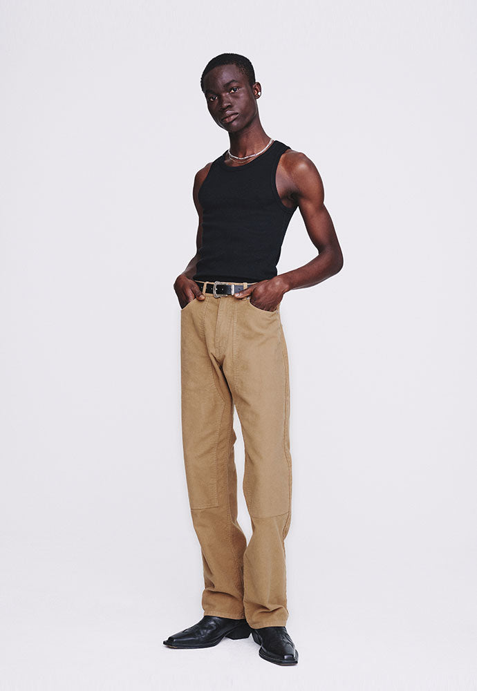 Tonywack - Garment-Washed Moleskin Straight Pants (Washed Beige) product image 4 | TRAB K-Fashion Australia