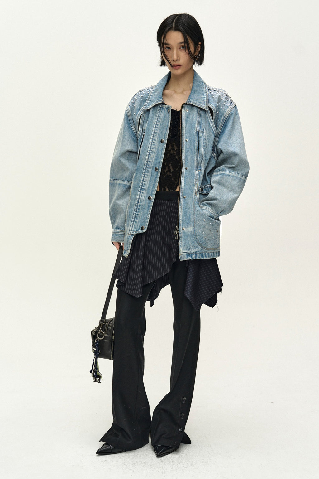 Andersson Bell - Jeweled Denim Work Jacket (Blue) product image 1 | TRAB K-Fashion Australia