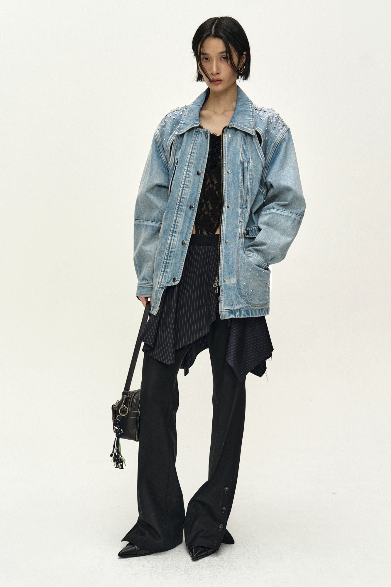 Andersson Bell - Jeweled Denim Work Jacket (Blue) product image 1 | TRAB K-Fashion Australia
