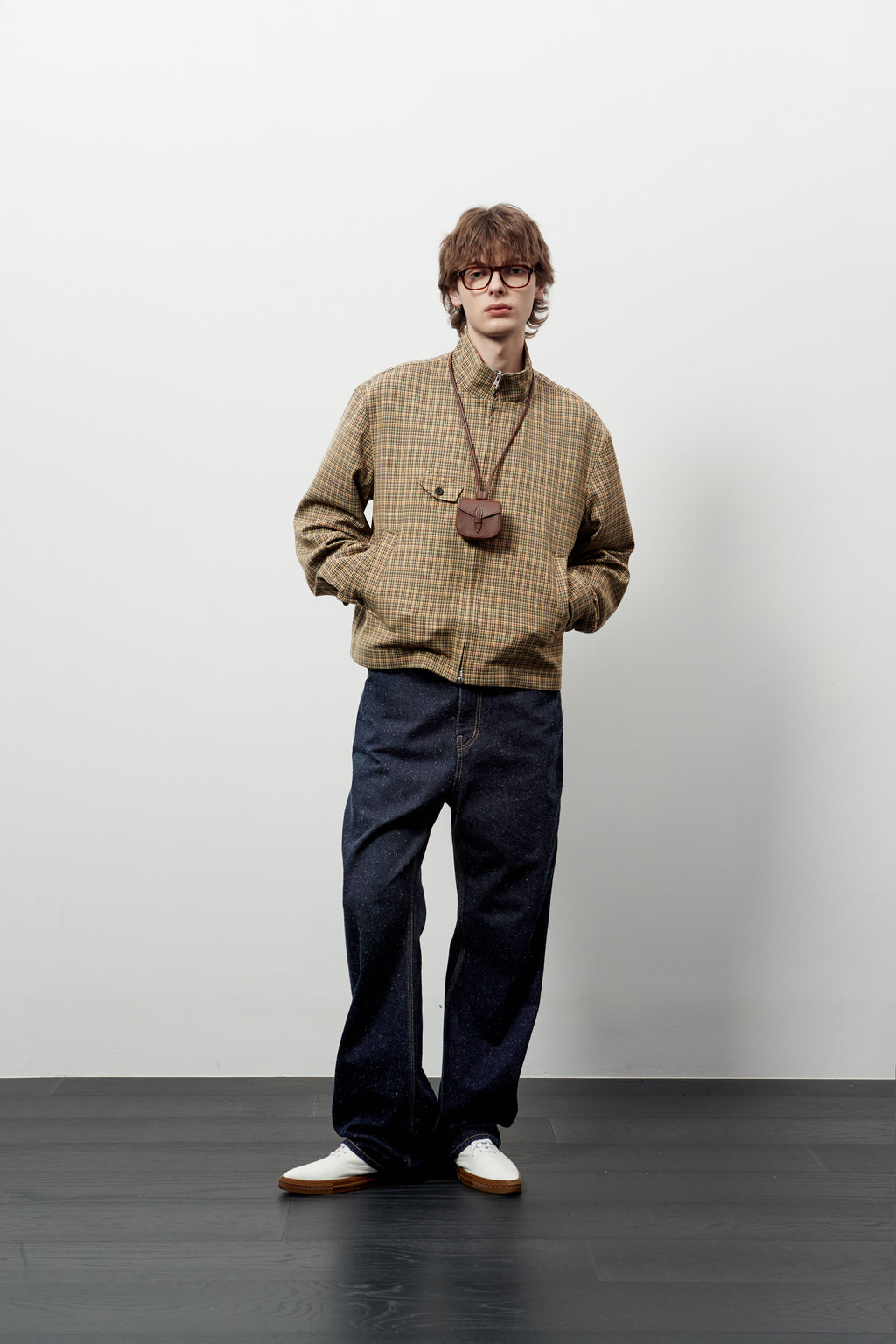 Stu - High Neck Crop Check Jacket Orange (Brown) product image 6 | TRAB K-Fashion Australia