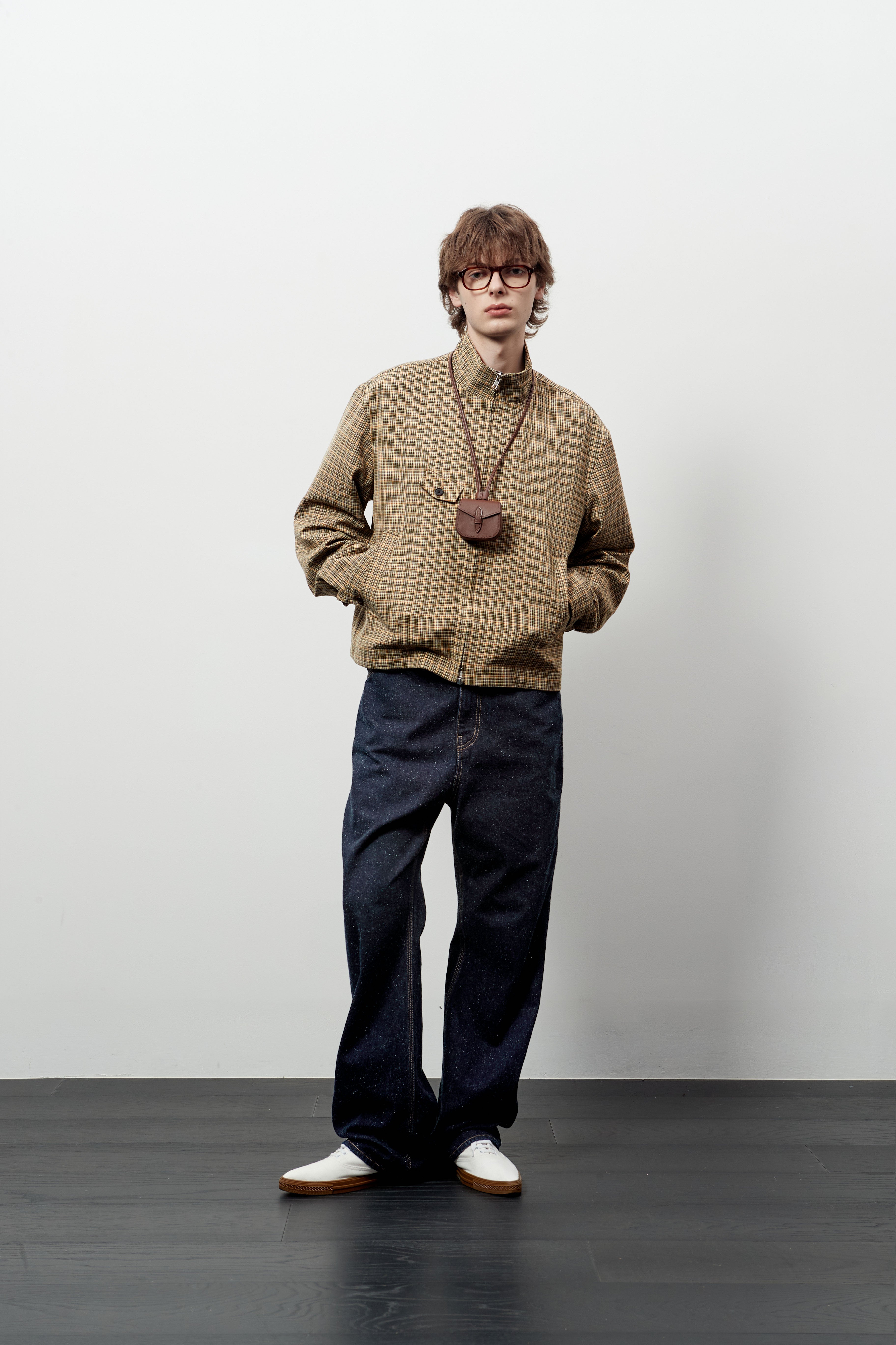 Stu - High Neck Crop Check Jacket Orange (Brown) product image 6 | TRAB K-Fashion Australia