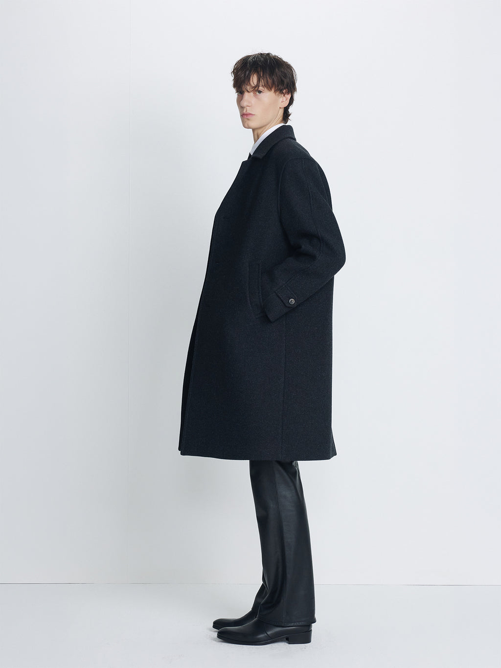 Tonywack - Felted Wool Tailored Coat (Charcoal) product image 2 | TRAB K-Fashion Australia