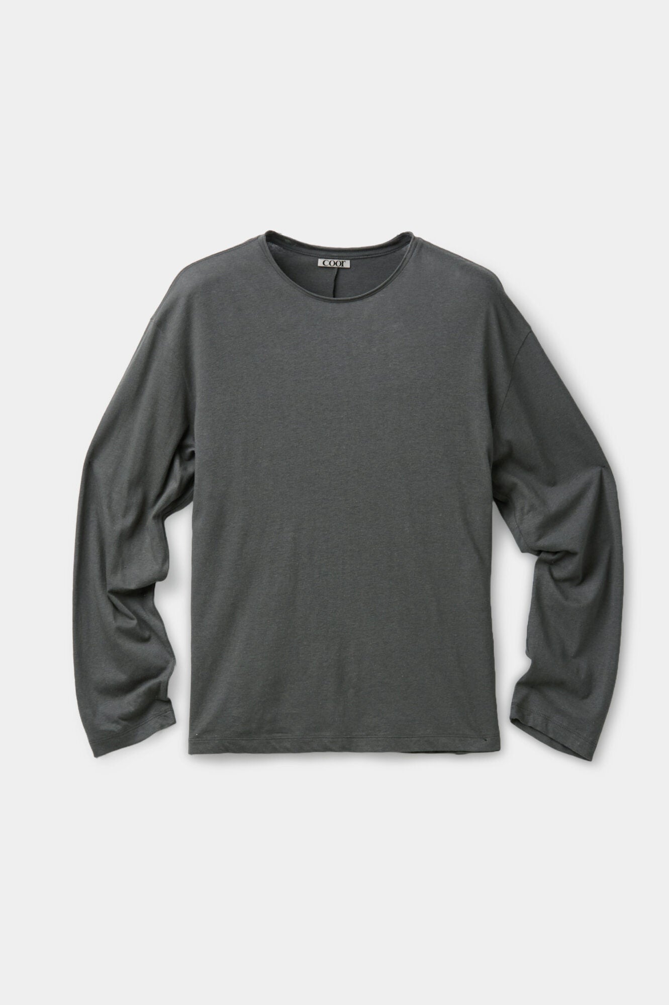 Coor - Linen Blend Long Sleeve T-Shirt (Charcoal Gray) product image 1 | TRAB K-Fashion Australia