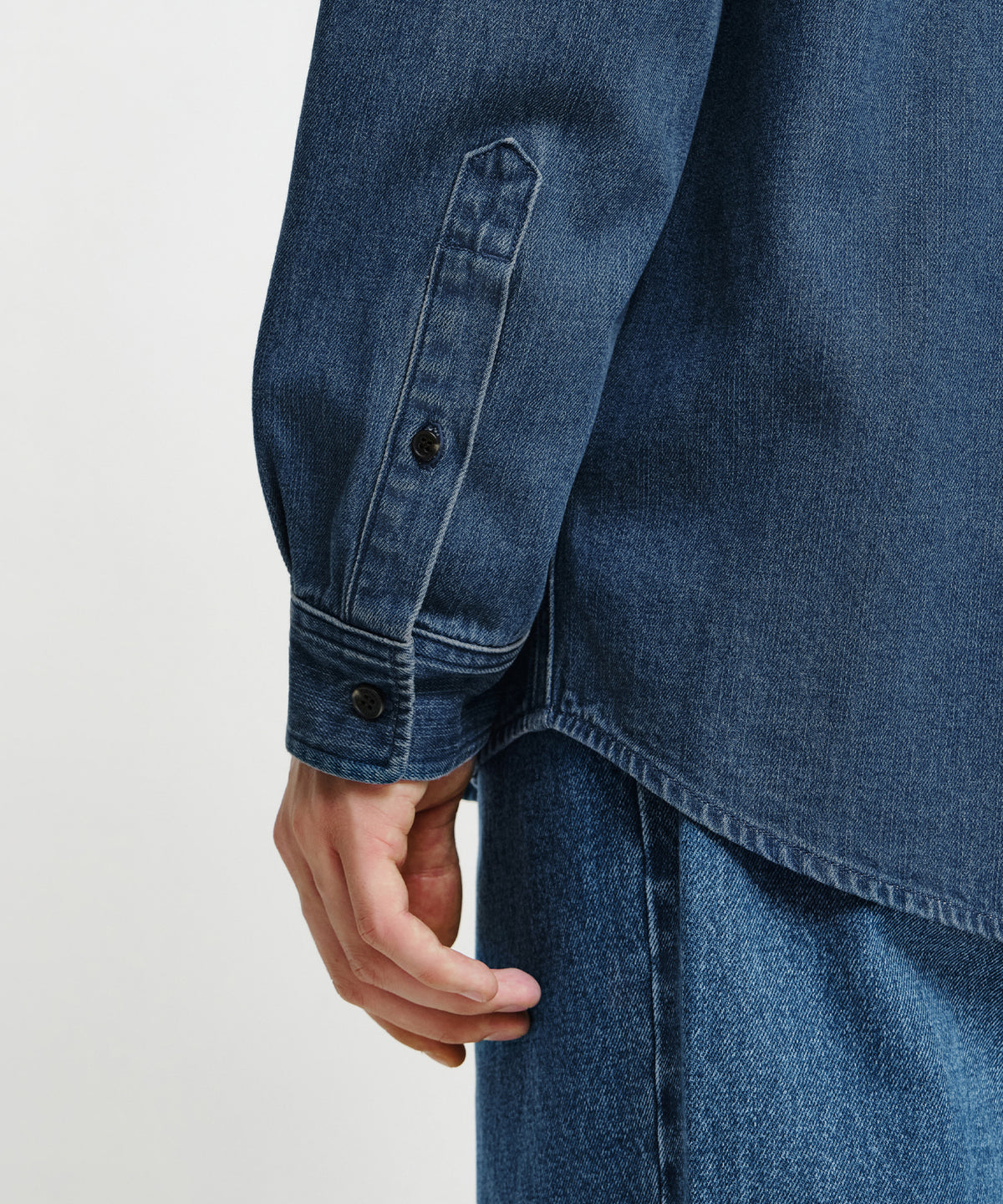 Marithe & Francois Girbaud - Micro Classic Logo Oversized Denim Shirt (Blue) product image 5 | TRAB K-Fashion Australia