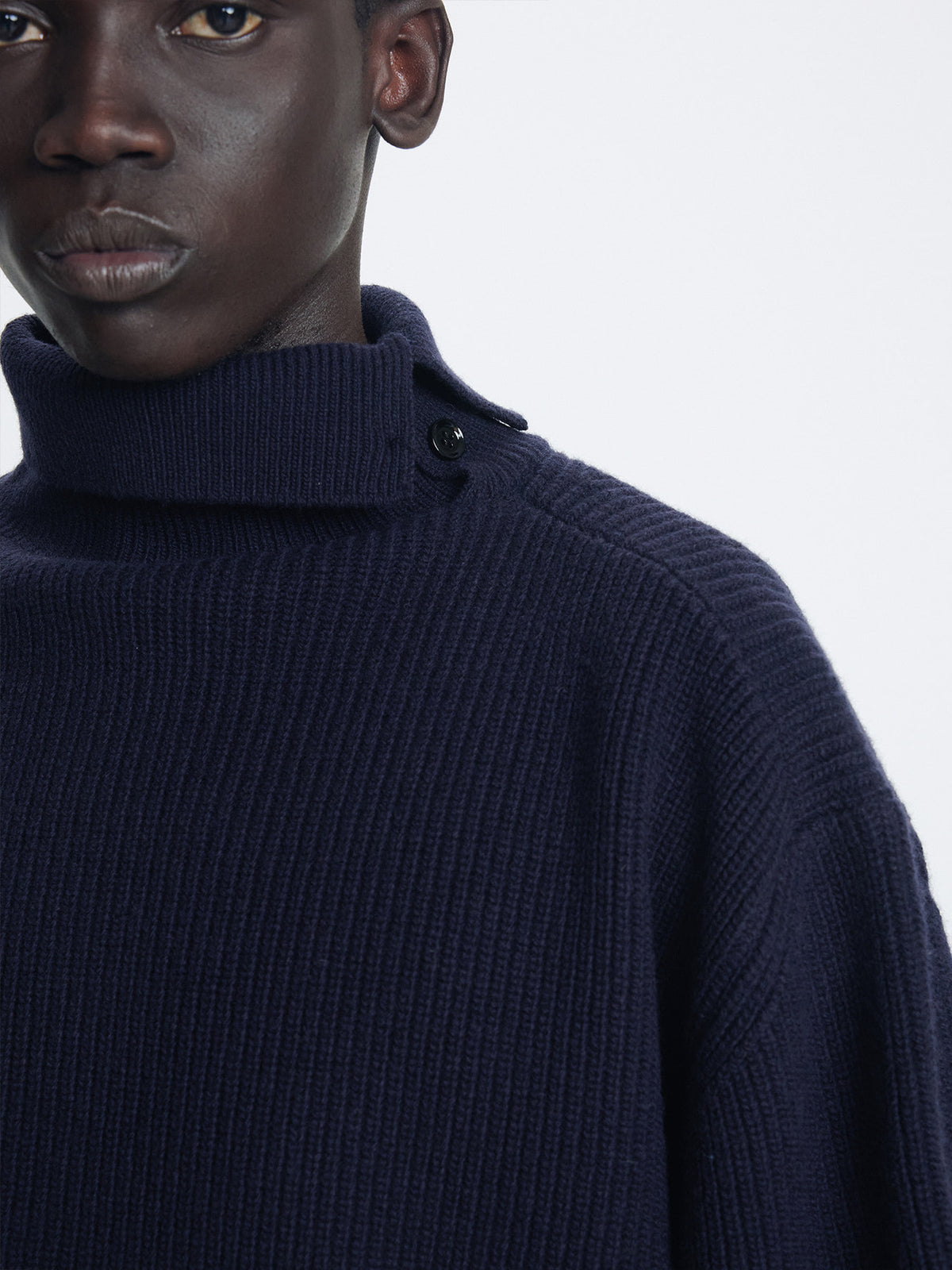 Tonywack - Ribbed Wool Side-Button Turtleneck (Midnight) product image 7 | TRAB K-Fashion Australia