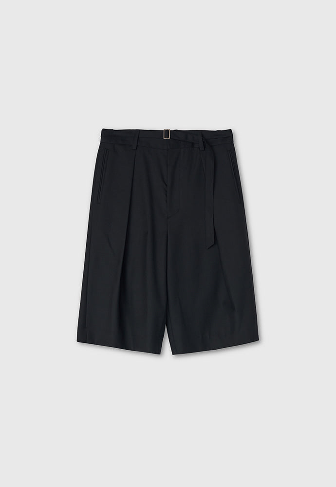 Tonywack - Wool Twill Belted Pleats Shorts (Black) product image 8 | TRAB K-Fashion Australia