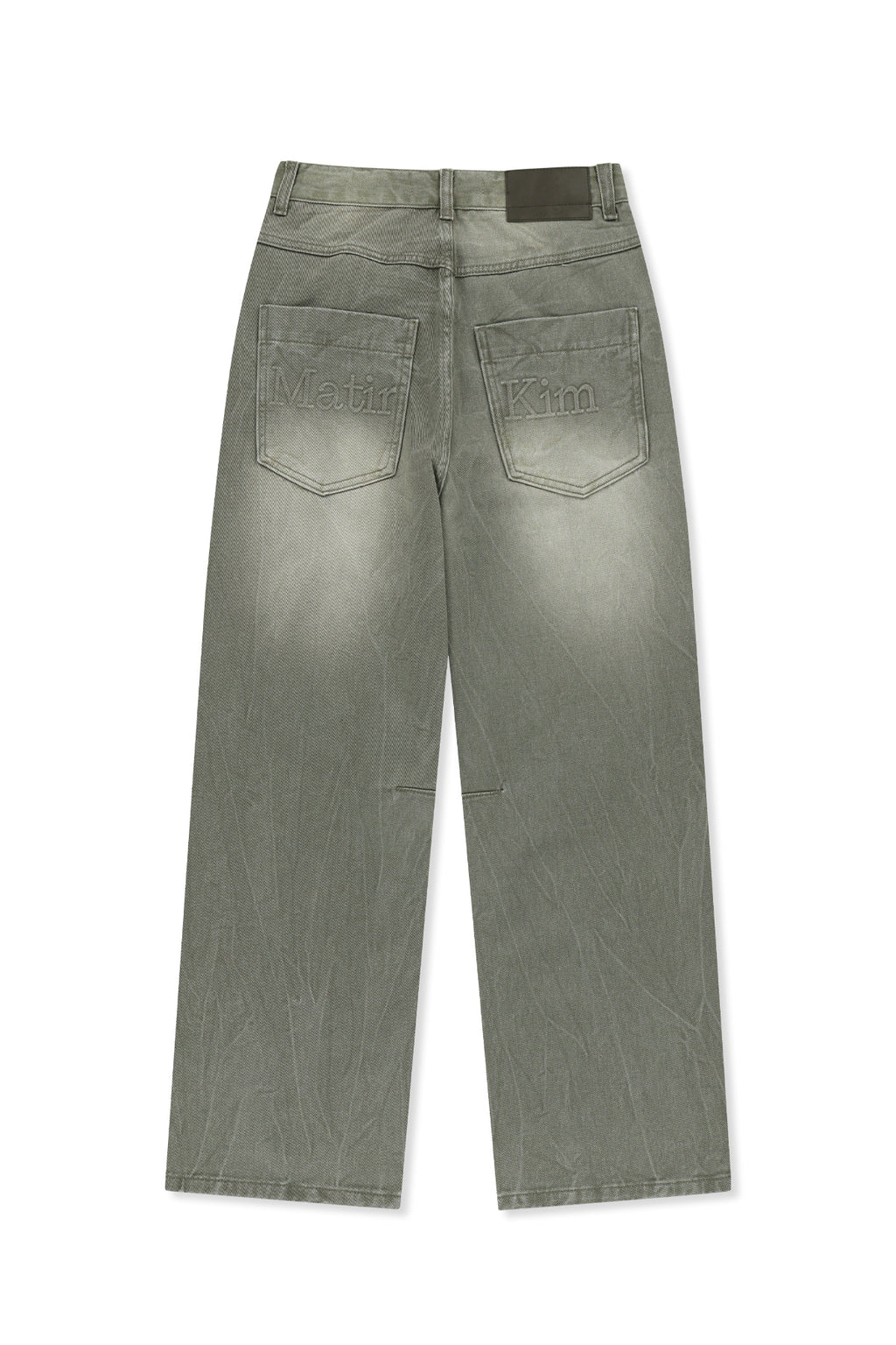 Matin Kim - Back Logo Washed Denim Pants (Khaki) product image 3 | TRAB K-Fashion Australia