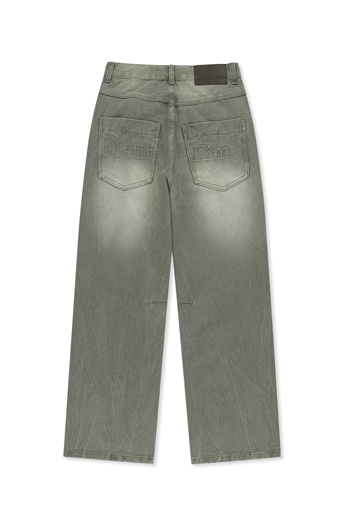 Matin Kim - Back Logo Washed Denim Pants (Khaki) product image 3 | TRAB K-Fashion Australia