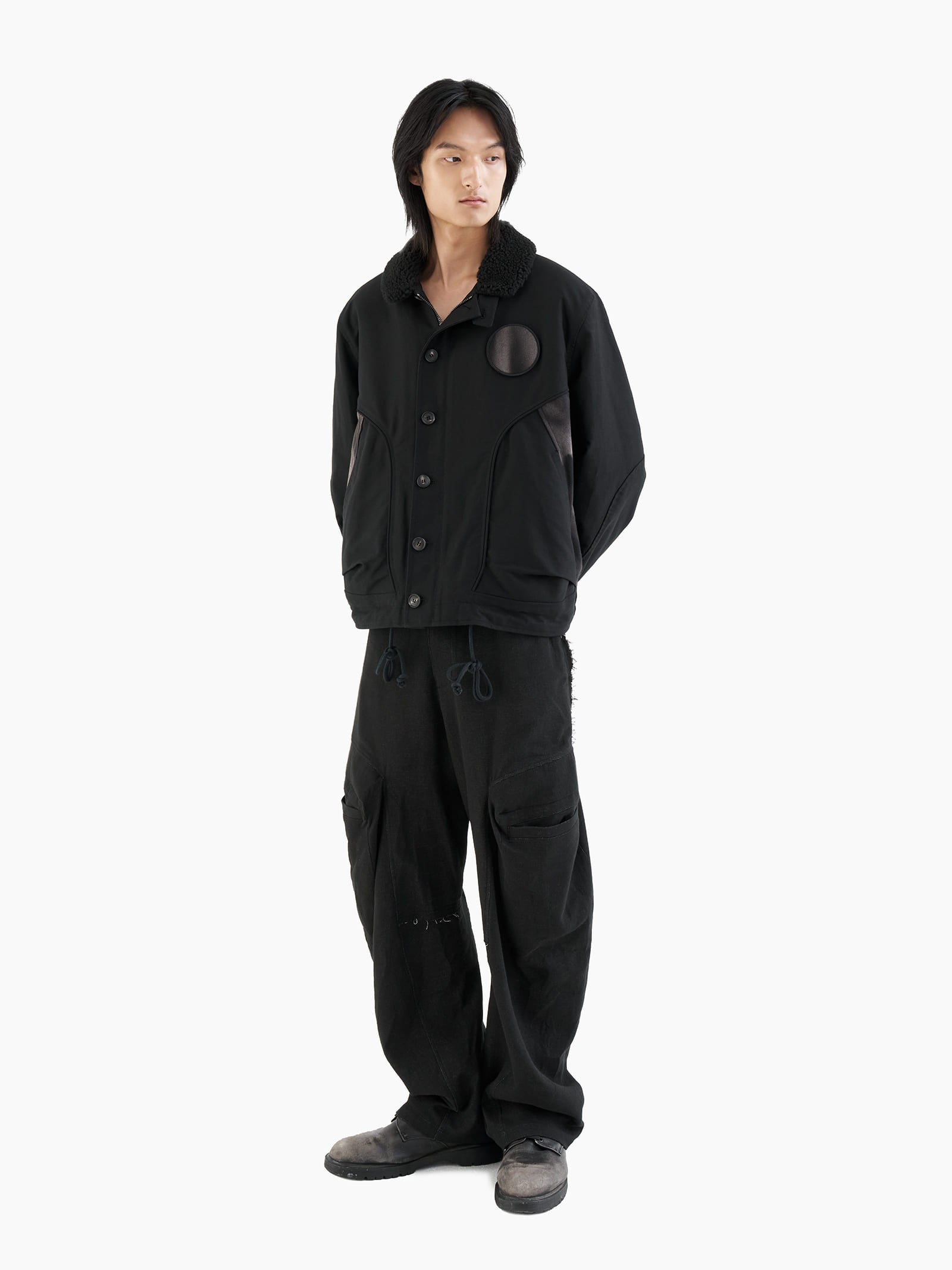 Jiyong Kim - Raw Edged 3D Pocket Trousers (Black) product image 1 | TRAB K-Fashion Australia