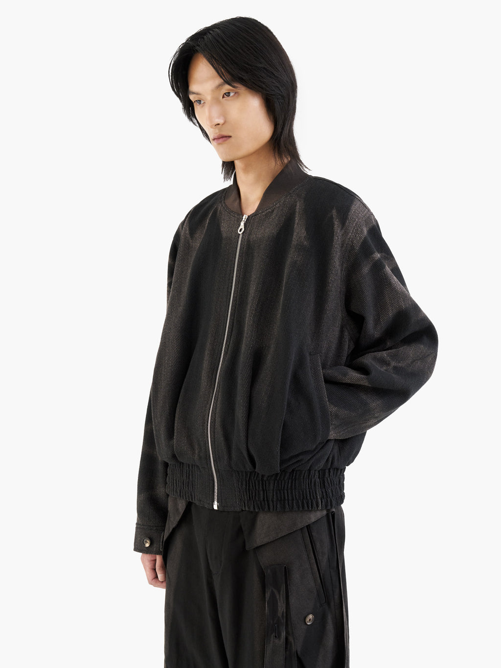 Jiyong Kim - Sun-Bleached Pleated Bomber (Black) product image 2 | TRAB K-Fashion Australia