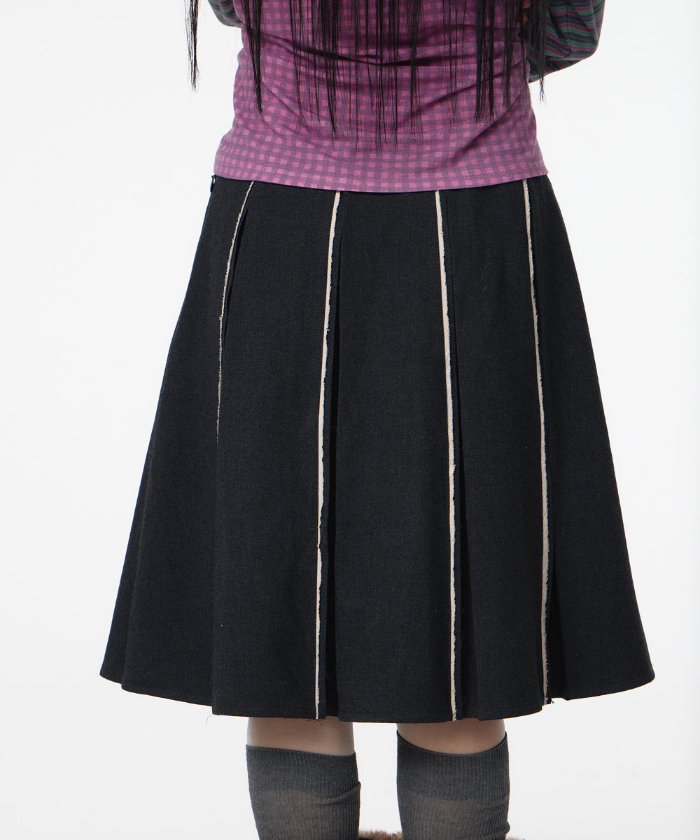 Coyseio - Raw Hem Pleats Skirt (Charcoal) product image 6 | TRAB K-Fashion Australia