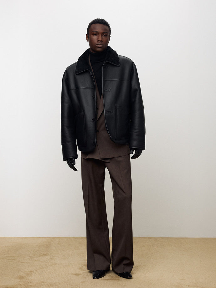 Tonywack - Lamb Leather Reversible Shearling Jacket (Black) product image 4 | TRAB K-Fashion Australia