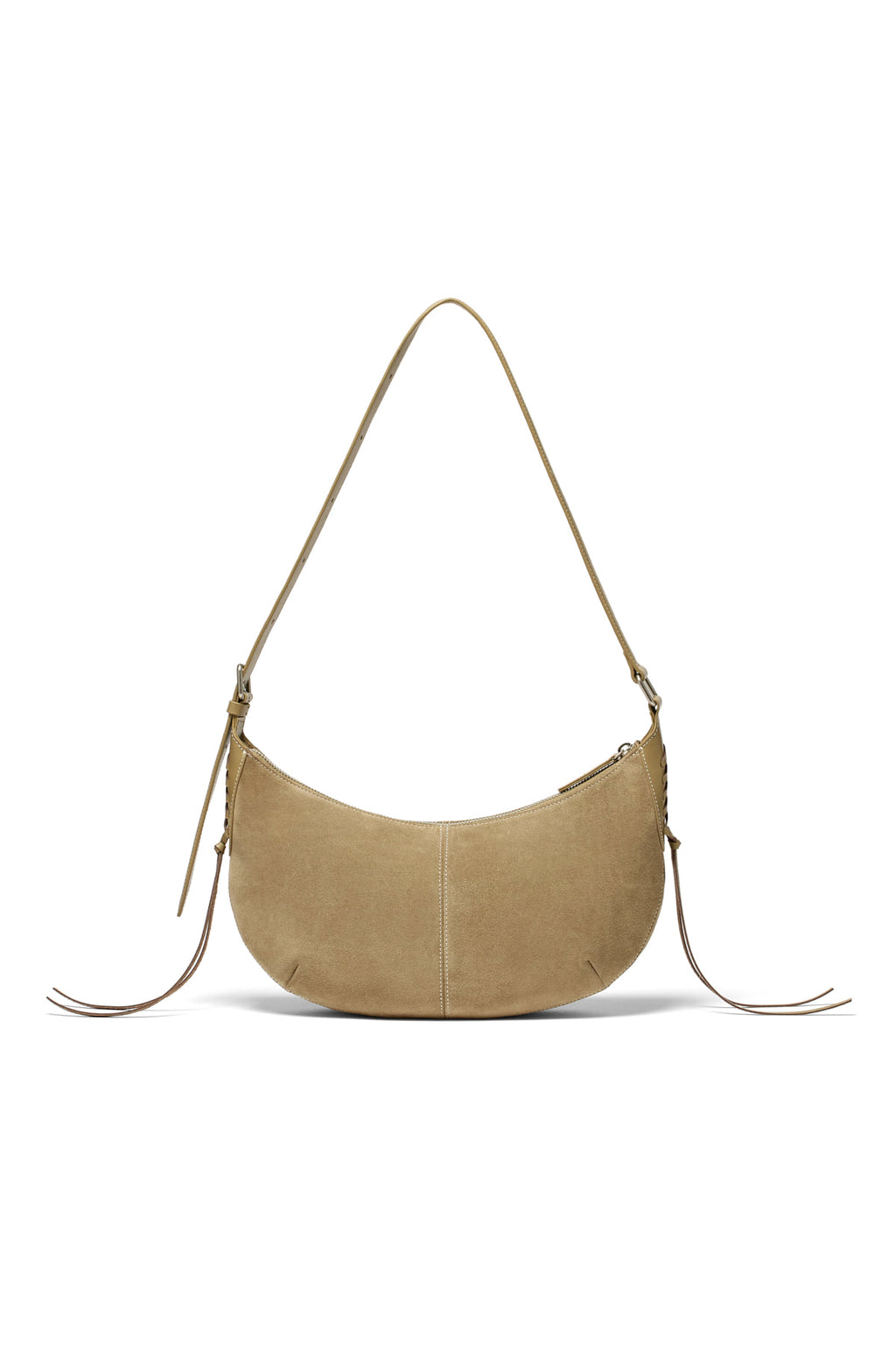 Matin Kim - Half Moon Suede Leather Hobo Bag (Khaki) product image 2 | TRAB K-Fashion Australia