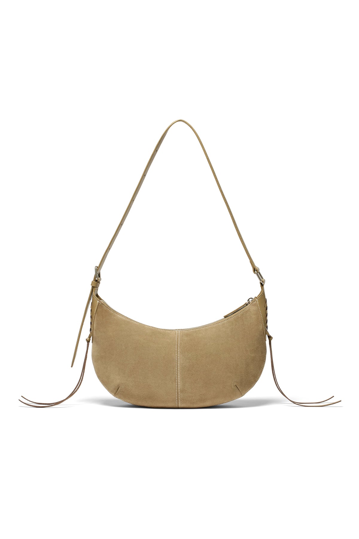 Matin Kim - Half Moon Suede Leather Hobo Bag (Khaki) product image 2 | TRAB K-Fashion Australia