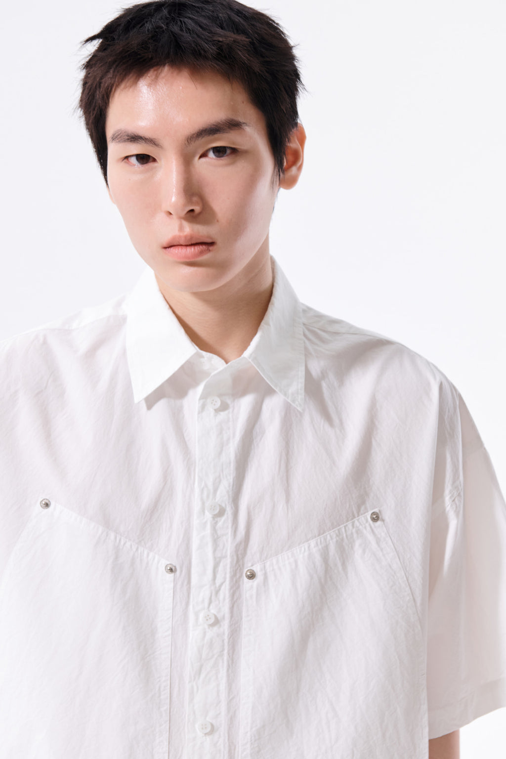 Matin Kim - Half Sleeve Pocket Shirt (White) product image 11 | TRAB K-Fashion Australia