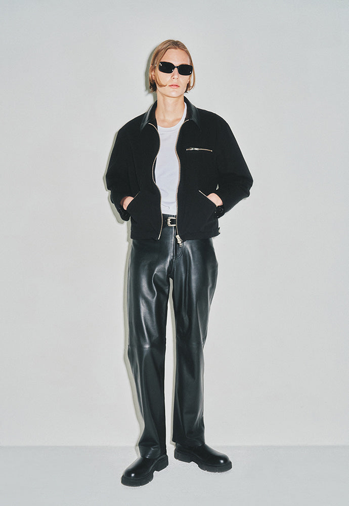 Tonywack - Leather Collar Canvas Work Jacket (Black) product image 3 | TRAB K-Fashion Australia