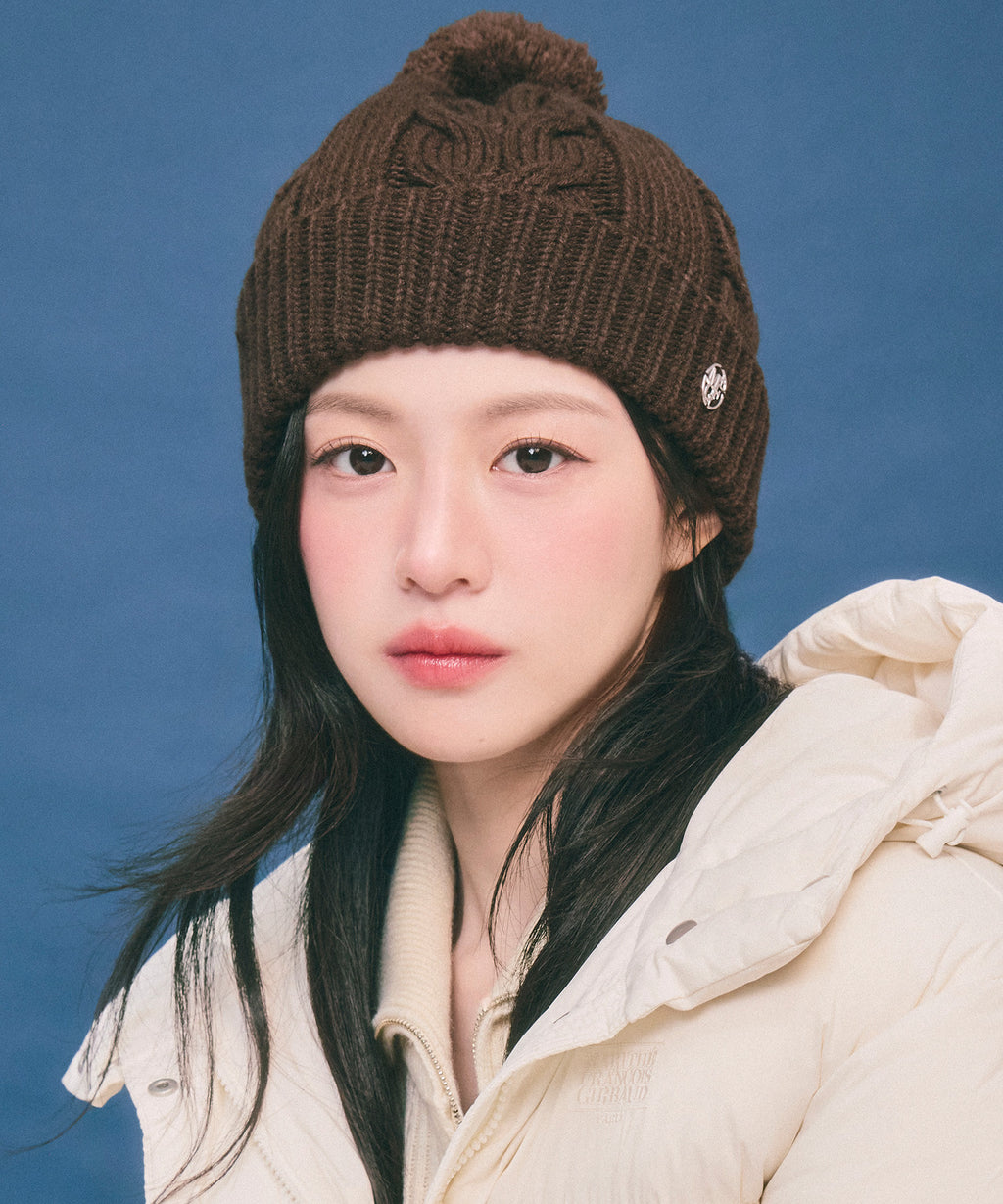 Marithe & Francois Girbaud - Cable Knit Beanie (Brown) product image 1 | TRAB K-Fashion Australia