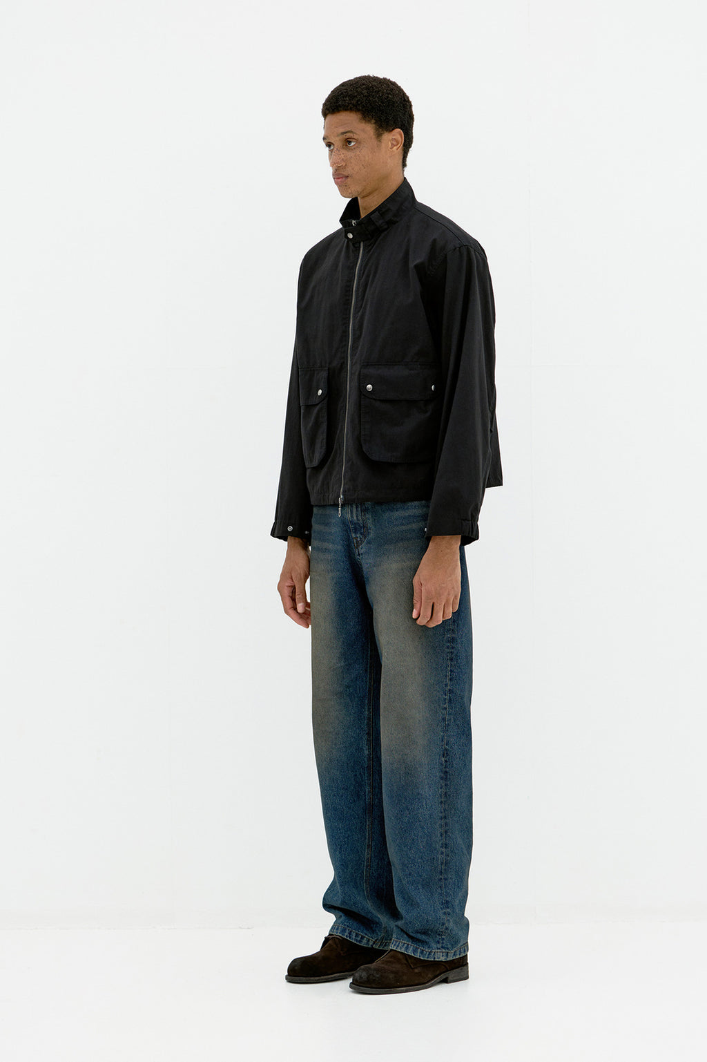 Coor - Stand Collar Cotton Washed Jumper (Washed Black) product image 3 | TRAB K-Fashion Australia