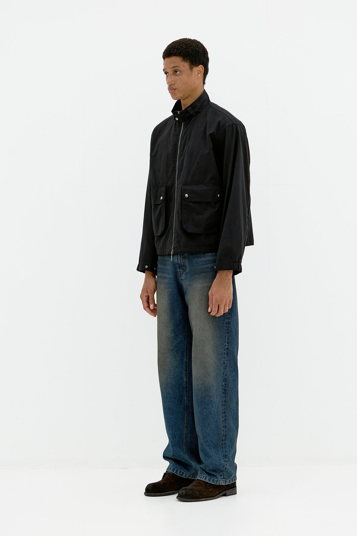 Coor - Stand Collar Cotton Washed Jumper (Washed Black) product image 3 | TRAB K-Fashion Australia