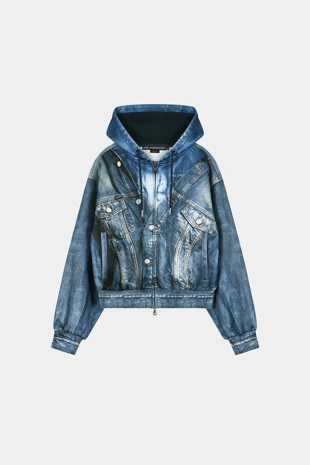 Andersson Bell - Denim Layered Trompe L'oeil Hoodie (blue) (Blue) product image 8 | TRAB K-Fashion Australia