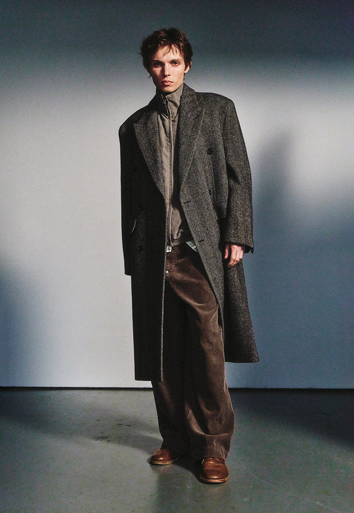 Art if acts - Leather Collar Double-Breasted Coat (Taupe) product image 4 | TRAB K-Fashion Australia