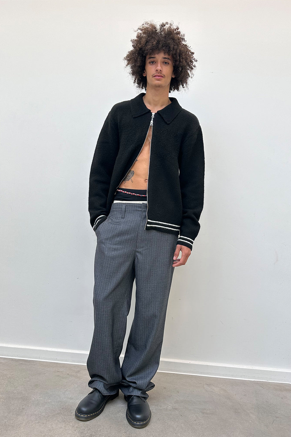 Matin Kim - Detail Point Stripe Trouser (Grey) product image 5 | TRAB K-Fashion Australia