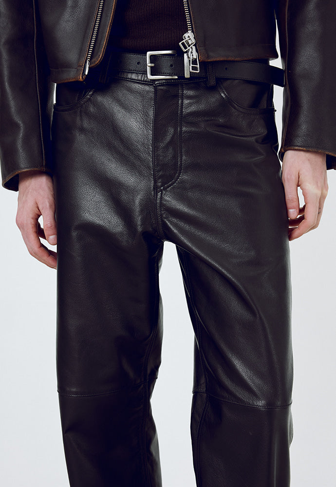 Tonywack - Calf Leather Straight-Leg Pants (Black) product image 7 | TRAB K-Fashion Australia
