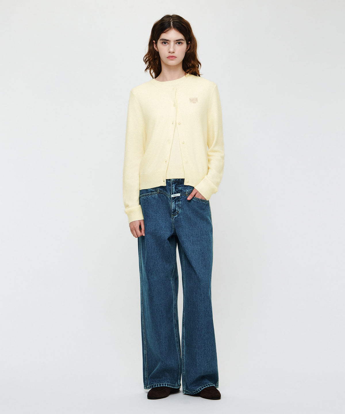 Marithe & Francois Girbaud - Small Classic Logo Round Neck Cardigan Set Up (Ivory) product image 4 | TRAB K-Fashion Australia