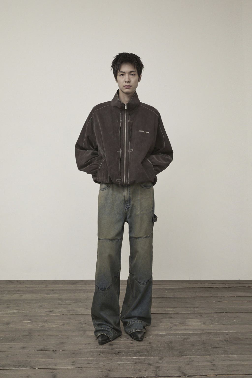 Matin Kim - Stitch Point High Neck Jumper (Brown) product image 14 | TRAB K-Fashion Australia