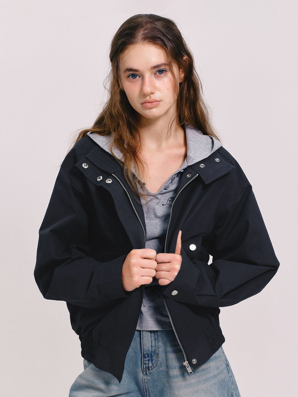Margarin Fingers - Cotton Bomber Jacket (Charcoal) product image 1 | TRAB K-Fashion Australia