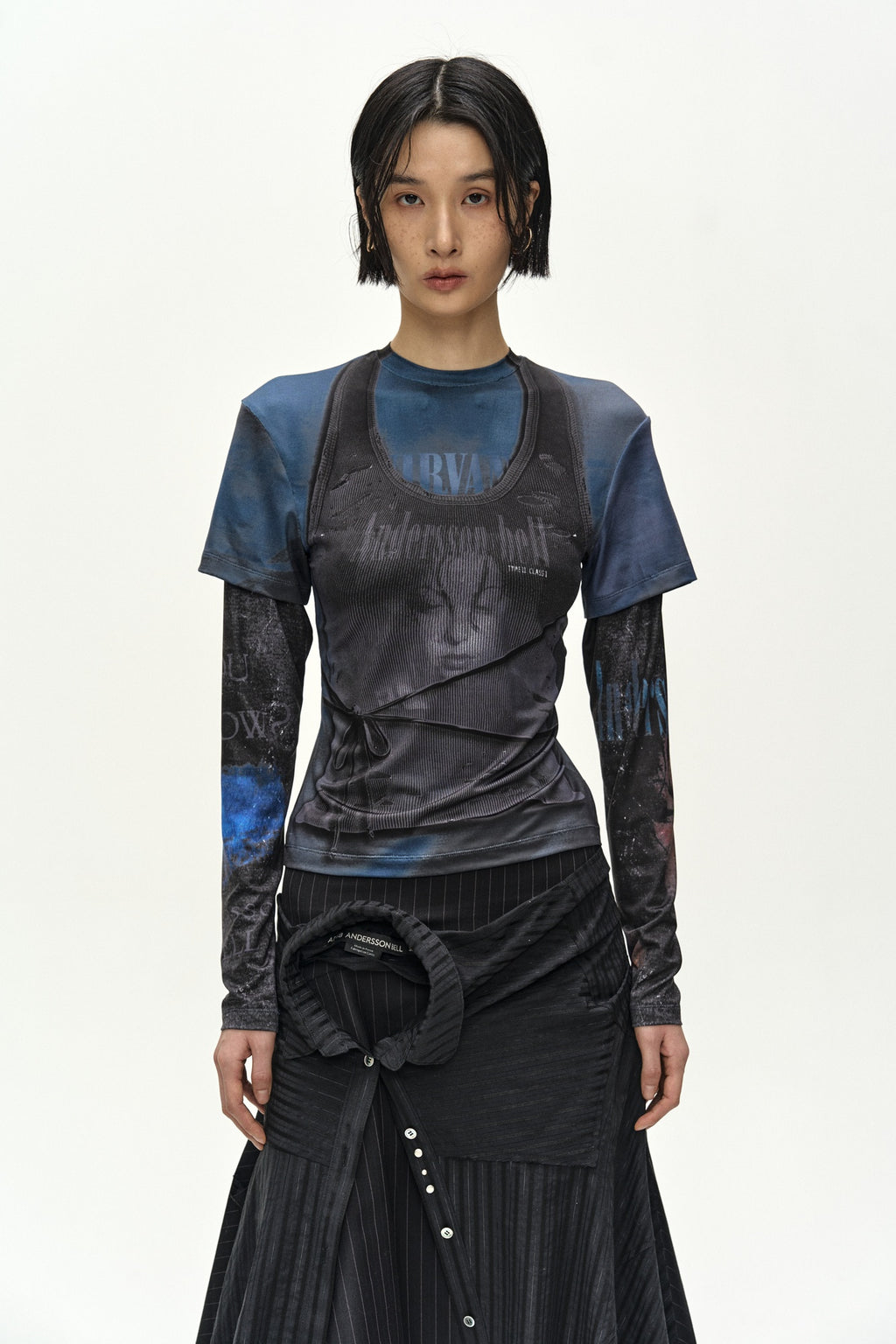 Andersson Bell - Sue Wrapped Shirt Asymmetric Skirt (black) (Black) product image 3 | TRAB K-Fashion Australia