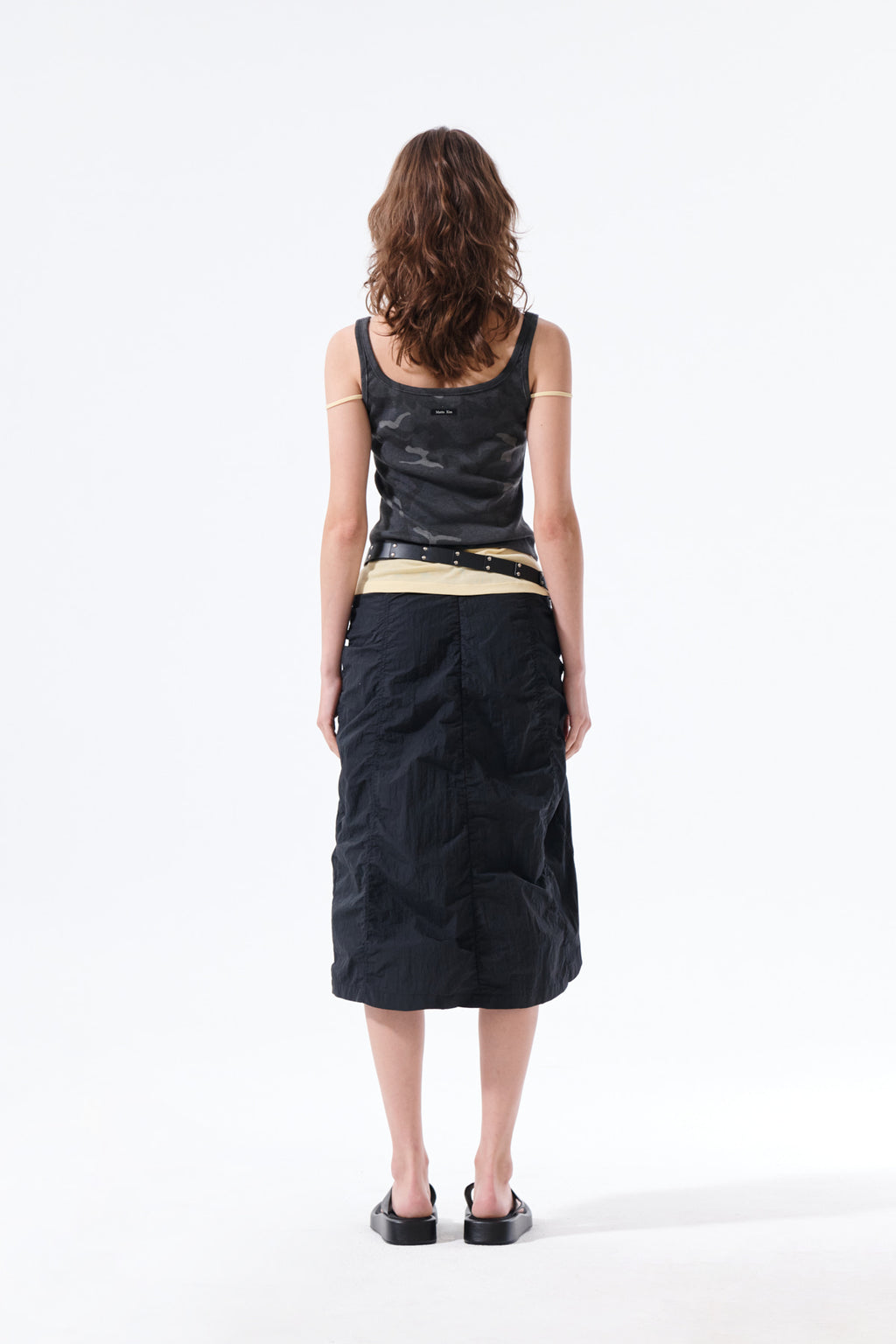 Matin Kim - Nylon Shirring Midi Skirt (Black) product image 8 | TRAB K-Fashion Australia