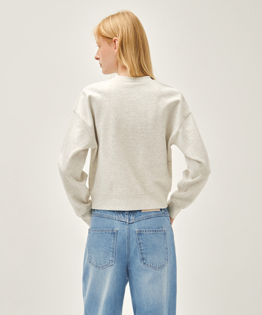 Marithe & Francois Girbaud - Classic Logo Crop Sweatshirt (Oatmeal) product image 3 | TRAB K-Fashion Australia