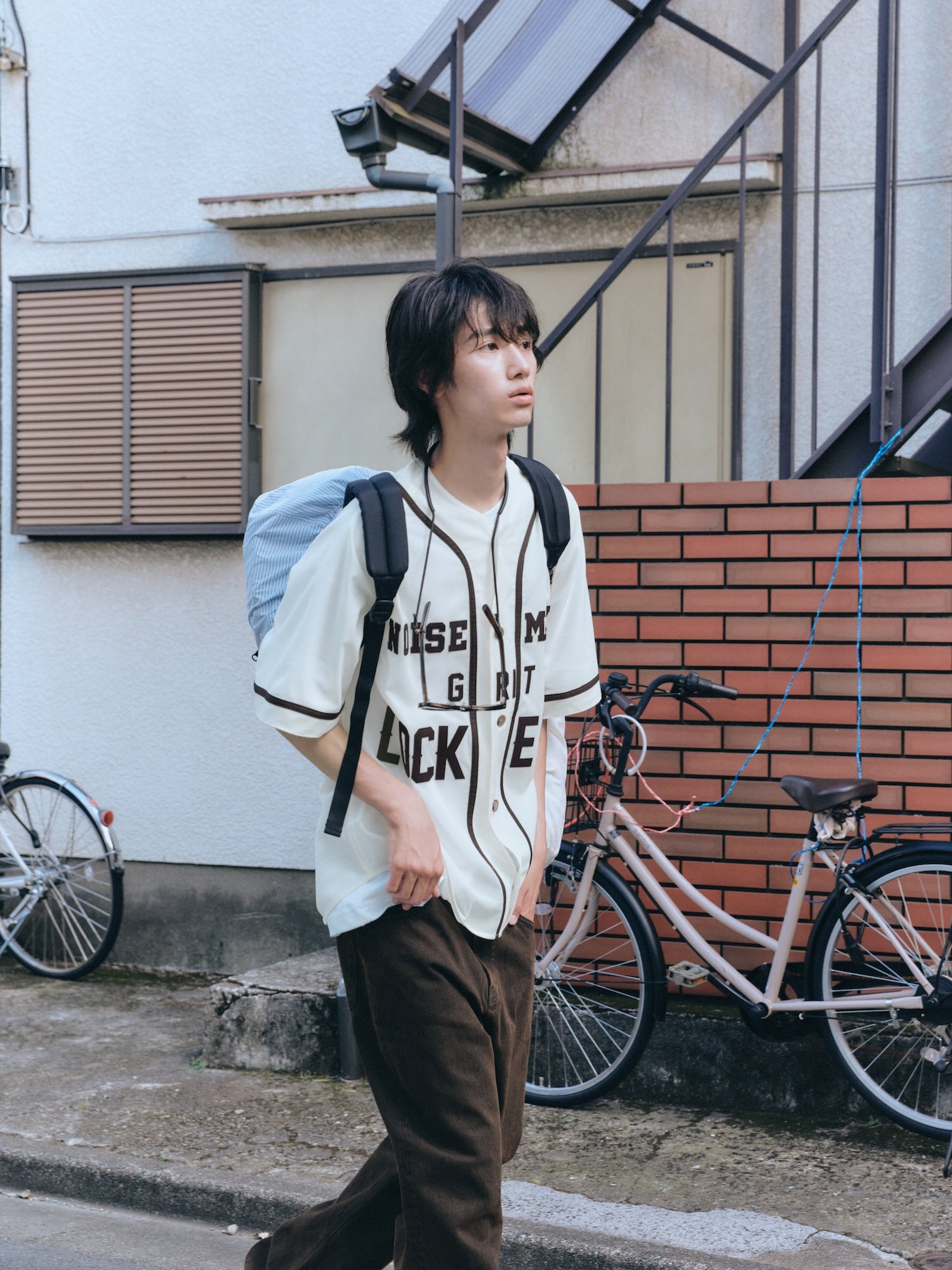 STU - Seersucker Baseball Shirt (Ivory) product image 7 | TRAB K-Fashion Australia