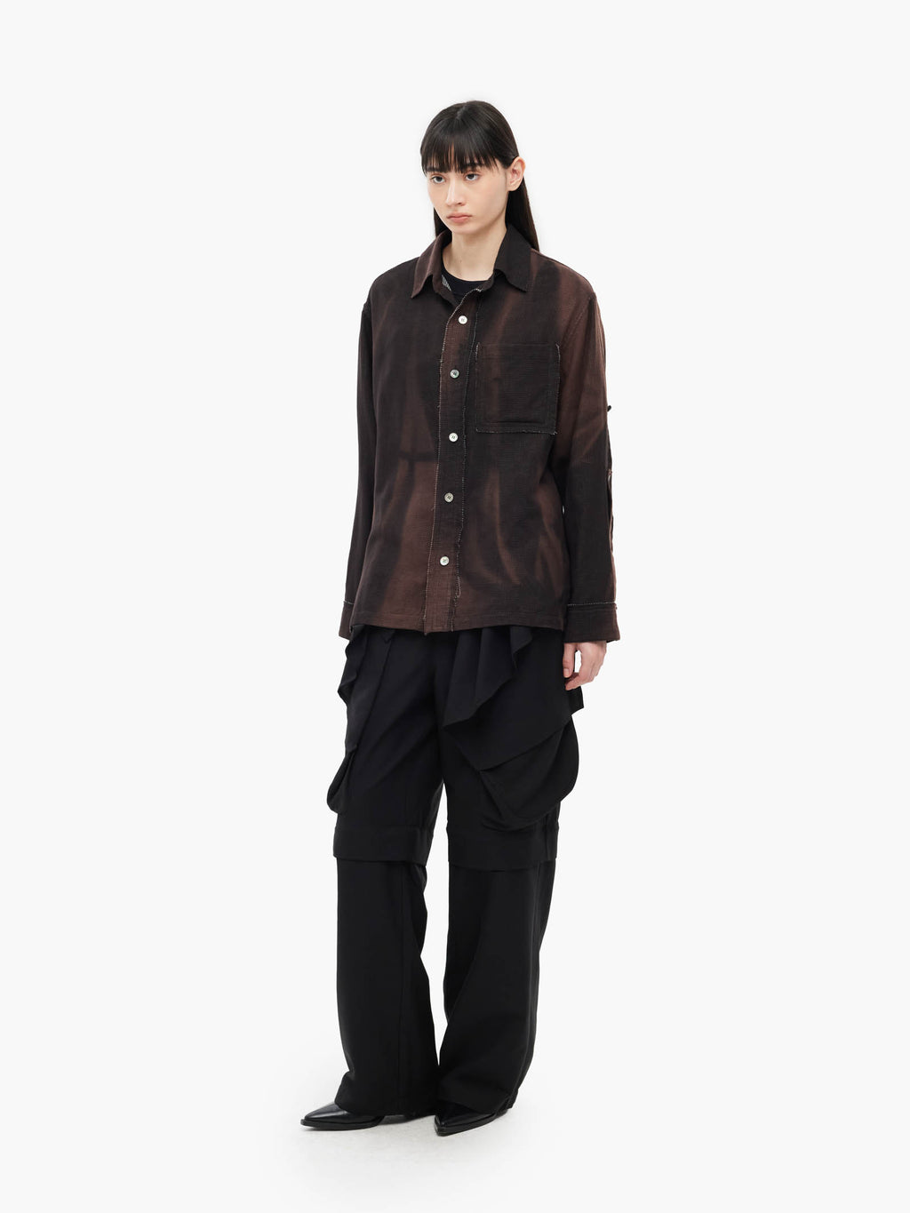 Jiyong Kim - Sun-Bleached Strap Detailed Shirt (Black) product image 4 | TRAB K-Fashion Australia