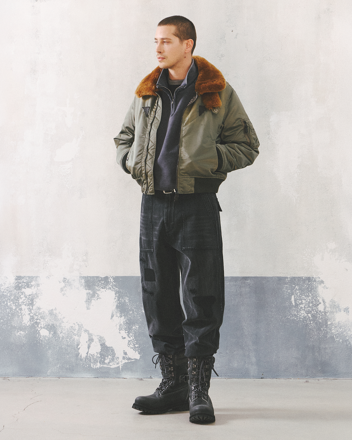 Eastlogue - Shearling Flight B-15 Jumper (Olive) product image 1 | TRAB K-Fashion Australia