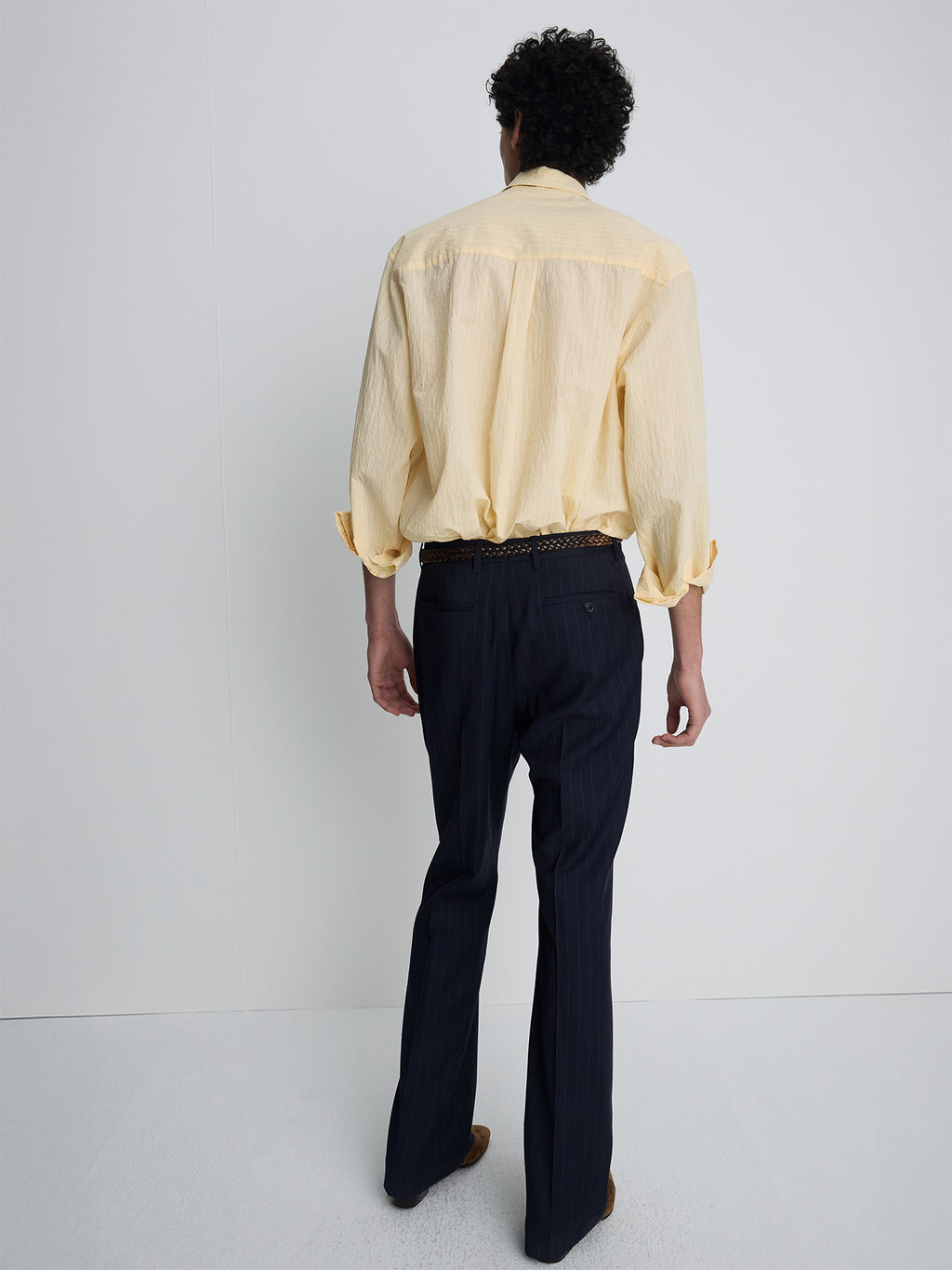 Tonywack - Pinstriped Cotton Blend Shirt (Pale Yellow) product image 4 | TRAB K-Fashion Australia