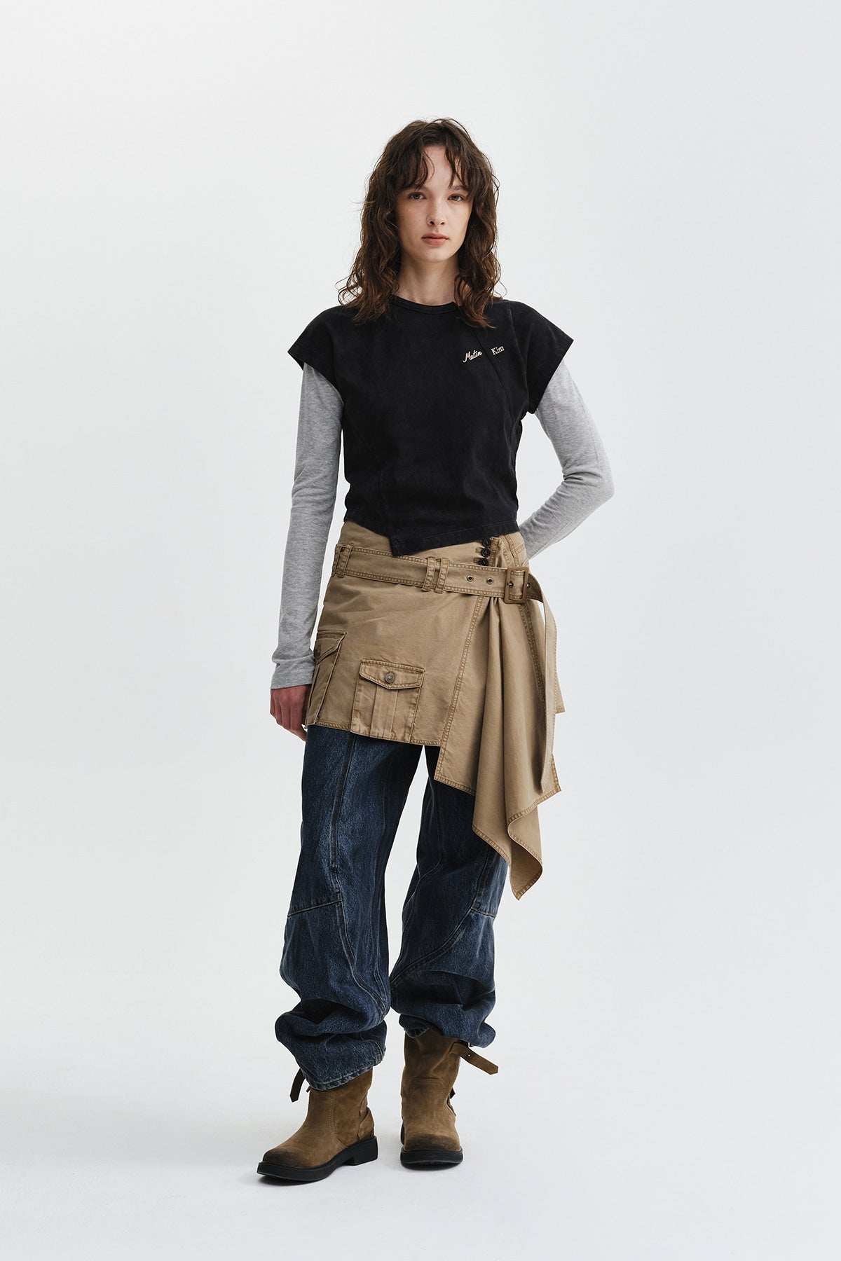 Matin Kim - Curved Cut Slim Top (Black) product image 10 | TRAB K-Fashion Australia