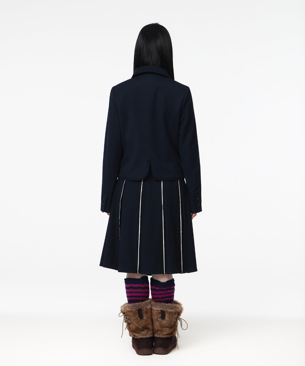 Coyseio - Rounded Raw Hem Jacket (Navy) product image 10 | TRAB K-Fashion Australia